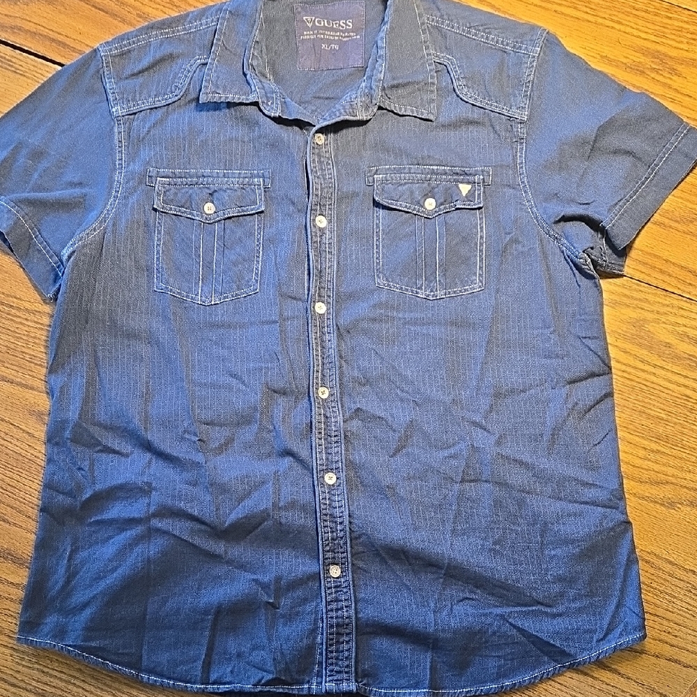 Guess Men's Indigo Casual Button-Down Shirt